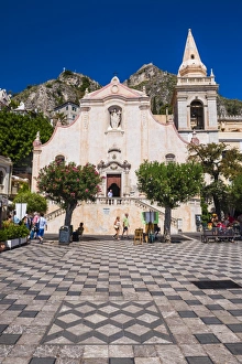 Taormina Prints: Church of St. Joseph in Piazza IX Aprile on Corso Umberto