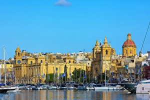 Shipyard Prints: Church of St. Lawrence and Maritime Museum in Grand Harbour, Birgu, Malta