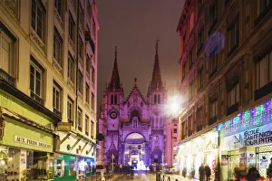 Rhone Alpes Prints: Church of St. -Nizier, Fete des Lumieres (Festival of Lights)