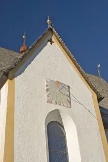 White Wash Prints: Church sundial, near Mieming, Sonnenplateau region, Austrian Tyrol, Austria, Europe
