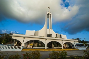 Northern Marianas Prints: Church at sunset on Saipan, Northern Marianas, Central Pacific, Pacific