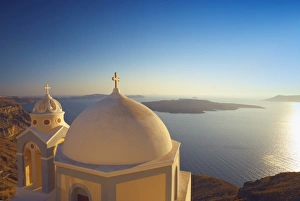 Local Landmarks Prints: Church at sunset, Santorini, Cyclades, Greek Islands, Greece, Europe