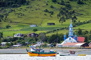 Northern Patagonia Prints: The Church of Tenaun (Church of Our Lady of Patrocinio), Chiloe island, Northern Patagonia