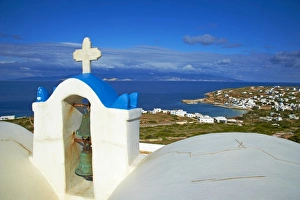 Cylades Prints: Church and town, Stavros, Donoussa, Cyclades, Aegean, Greek Islands, Greece, Europe
