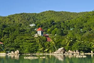 Images Dated 31st October 2006: Church in the tropical forest on the island of Praslin, Seychelles, Indian Ocean, Africa