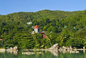 Images Dated 31st October 2006: Church in the tropical forest on the island of Praslin, Seychelles, Indian Ocean, Africa
