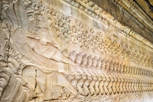 Ancient Culture Prints: Churning of the Sea of Milk Gallery at Angkor Wat temple, UNESCO World Heritage Site