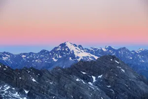 Mountain Pass Prints: Cima Piazzi at sunset, Stelvio Mountain pass