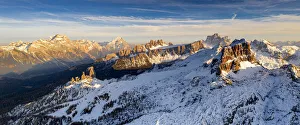 Cinque Torri Prints: Cinque Torri, Sorapiss, Antelao, Pelmo, Averau and Lastoi De Formin mountains at sunset