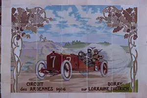Tile Work Prints: Circuit des Ardennes 1906, Duray sur Lorraine Dietrich, Michelin Building