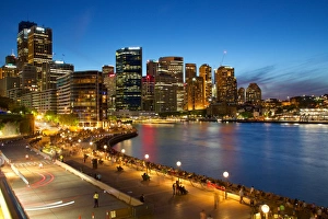 Sydney Prints: Circular Quay and City at Dusk, Sydney, New South Wales, Australia, Oceania