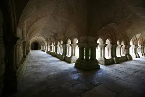 Cloister Prints: Cistercian Abbey cloister, Fontenay, Marmagne, Doubs, Burgundy, France, Europe
