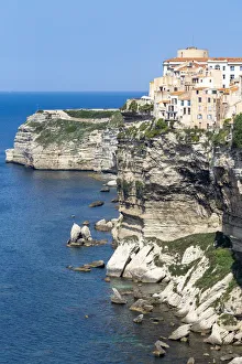 The Citadel and old town of Bonifacio perched on rugged cliffs, Bonifacio, Corsica
