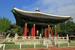 Curved Prints: Citizens Bell Pavillion, Yongdusan Park, Busan, South Korea, Asia