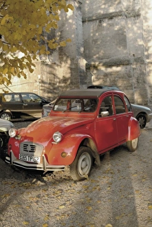 Pas De Calais Prints: Citroen Diane parked outside church, St. Omer, Pas de Calais, France, Europe