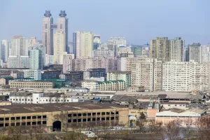 North Korean Prints: City apartment buildings, Pyongyang
