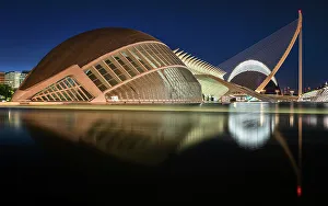 City of Arts and Sciences at blue hour, Hemisferic, Valencia, Spain, Europe