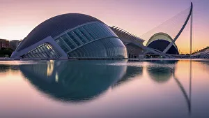 City of Arts and Sciences at sunrise, Hemisferic, Valencia, Spain, Europe