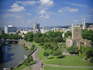 City Centre Prints: City centre from Castle Green, Bristol, Avon, England, UK, Europe