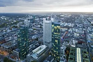 Images Dated 5th October 2010: City centre from above at dusk, Frankfurt, Hesse, Germany, Europe