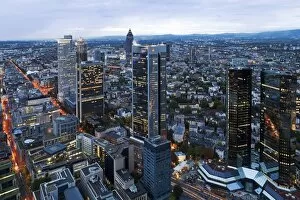 Images Dated 5th October 2010: City centre from above at dusk, Frankfurt, Hesse, Germany, Europe