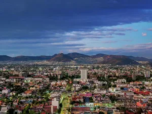 Downtown Prints: City Centre Skyline at dusk, elevated view, Mexico City, Mexico