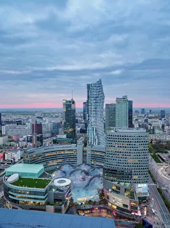 Warsaw Prints: City Centre Skyline, elevated view, Warsaw, Masovian Voivodeship, Poland, Europe