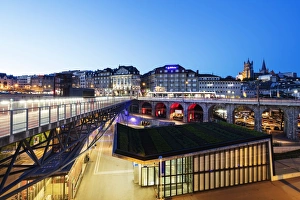 City Center Prints: City centre viaduct, Lausanne, Vaud, Switzerland, Europe