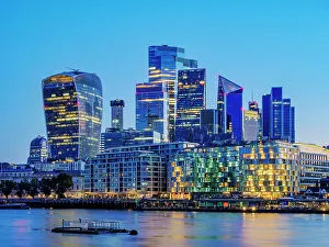 Modern Design Prints: The City at dawn, City of London, London, England, United Kingdom, Europe