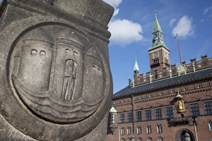 Local Government Prints: City emblem and City Hall, Copenhagen, Denmark, Scandinavia, Europe
