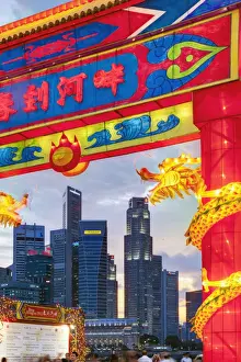 Marina Bay Prints: City Financial skyline, River Hongbao decorations for Chinese New Year celebrations at Marina Bay