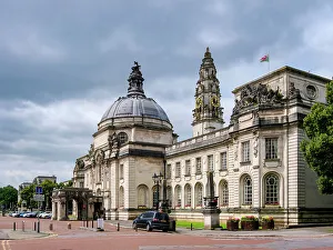 Public Space Prints: City Hall, Cardiff, Wales, United Kingdom, Europe