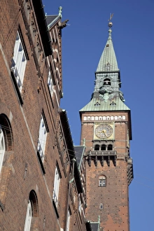 Local Government Prints: City Hall and Clocktower, Copenhagen, Denmark, Scandinavia, Europe