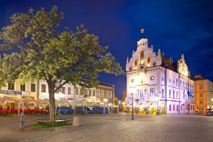 Rzeszow Prints: City Hall at dusk, Market Square, Old Town, Rzeszow, Poland, Europe