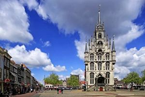 South Holland Prints: City Hall on the Market Square of Gouda, South Holland, Netherlands, Europe