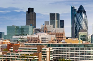 Swiss Re Building Prints: The City of London from City Hall, London, England, United Kingdom, Europe