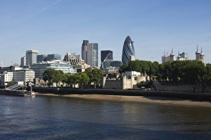 Images Dated 31st July 2007: City of London financial district seen from the River Thames, London, England