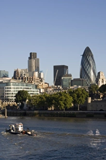 City of London and the River Thames, 30 St. Mary Axe building on the right City of London and the River Thames, 30 St. Mary Axe building on the right
