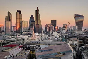 City of London skyline from St. Pauls Cathedral, London, England, United Kingdom, Europe