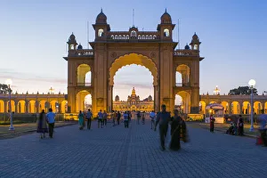 City Palace Prints: City Palace, entrance gateway to the Maharajas Palace, Mysore, Karnataka, India, Asia