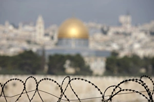 Wire Prints: City seen from Dominus Flevit, Jerusalem, Israel, Middle East