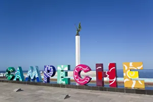 Angel Prints: City Sign, Angel Maya Statue in the background