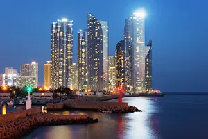 Korean Prints: City skyline, Busan, South Korea, Asia