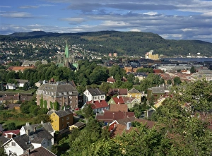 Trondheim Prints: City skyline with cathedral and Mollenberg, Trondheim, Norway, Scandinavia, Europe