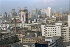 Xinjiang Prints: City skyline of the city of Urumqi in Xinjiang, China, Asia
