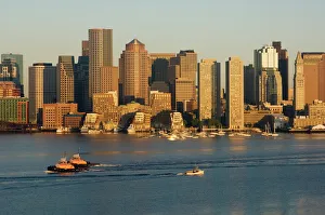 Images Dated 28th February 2008: City skyline at dawn across Boston Harbor