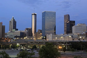 Atlanta Prints: City skyline at dusk, Atlanta, Georgia, United States of America, North America