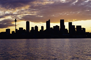 City skyline in the evening / night, Sydney, New South Wales, Australia, Pacific