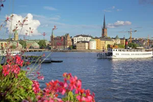 Stockholm Prints: City skyline and flowers, Stockholm, Sweden, Scandinavia, Europe