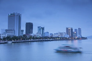 Highrise Prints: City skyline along Han River at dusk, Da Nang, Vietnam, Indochina, Southeast Asia, Asia